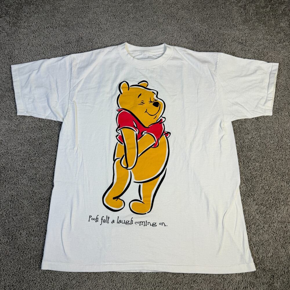 Disney Winnie The Pooh Shirt Mens XL White Pooh Felt A Laugh Coming On Tee